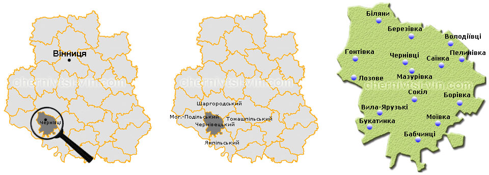 Чернівецький район на мапі